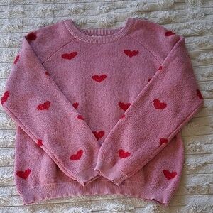 ANDREE BY UNIT Pink Sweater with Red Hearts